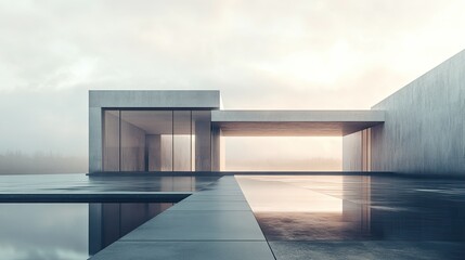 Obraz premium Contemporary art museum with minimalist design and ample room for text or branding