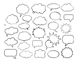 Speech bubble, speech balloon, chat bubble line art vector icon for apps and websites