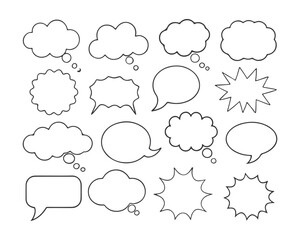 Speech bubble, speech balloon, chat bubble line art vector icon for apps and websites