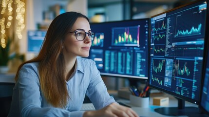 Modern Banking Analyst Reviewing Market Trends