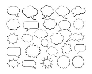 Speech bubble, speech balloon, chat bubble line art vector icon for apps and websites