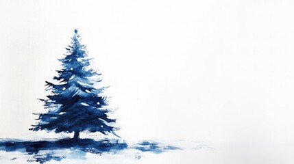 A simple Christmas tree drawn with loose brushstrokes on a white background, with plenty of copy space below