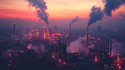 Industrial Cityscape at Sunset