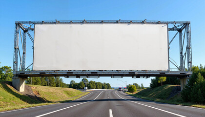 Street banner mockup PSD Large empty billboard mockup on highway with copy space for advertising in scenic environment