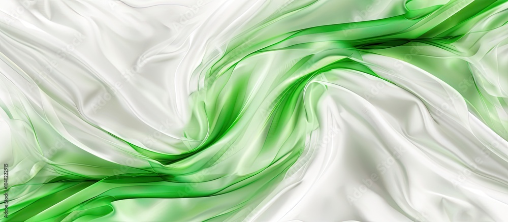 Wall mural abstract white and green fabric background with a designated area for designs in the form of a copy 