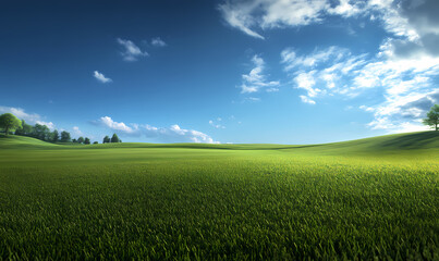 Fototapeta premium green field and blue sky