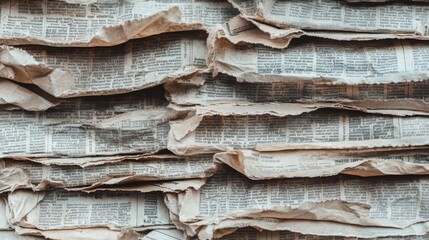 The background of aged newsprint in the grunge style. A wall with the Texture of old newspapers,