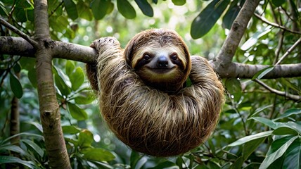 Fototapeta premium Sloth Banner Template