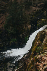 Autumn diagonal Waterfall in a german Forest