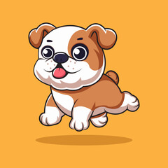 Cute Bulldog Cartoon Vector Illustration. Isolated Vector Animal Concept. Flat Cartoon Style