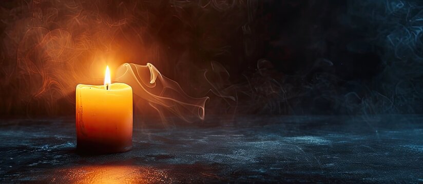 Sympathy card with a votive candle against a dark background providing ample copy space for personal messages