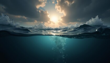 Fototapeta premium Epic Ocean Sunset A Journey Below the Surface