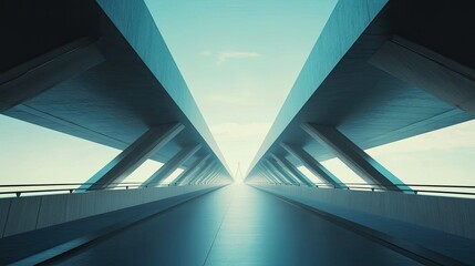 Obraz premium Futuristic modern bridge with sleek lines and ample copy space