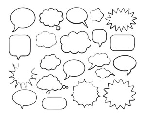 Speech bubble, speech balloon, chat bubble line art vector icon for apps and websites
