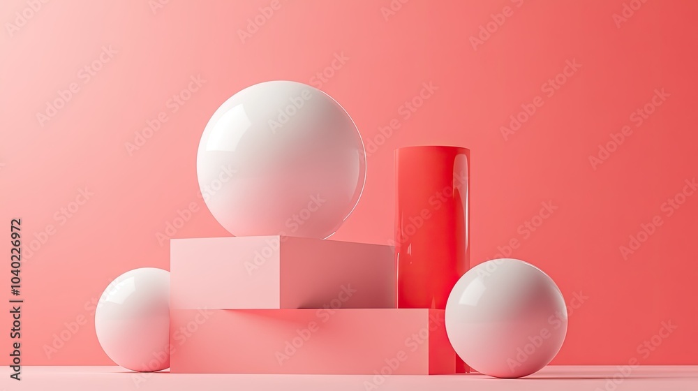 Fototapete minimalist abstract 3d shapes in a modern design, perfect for text or branding