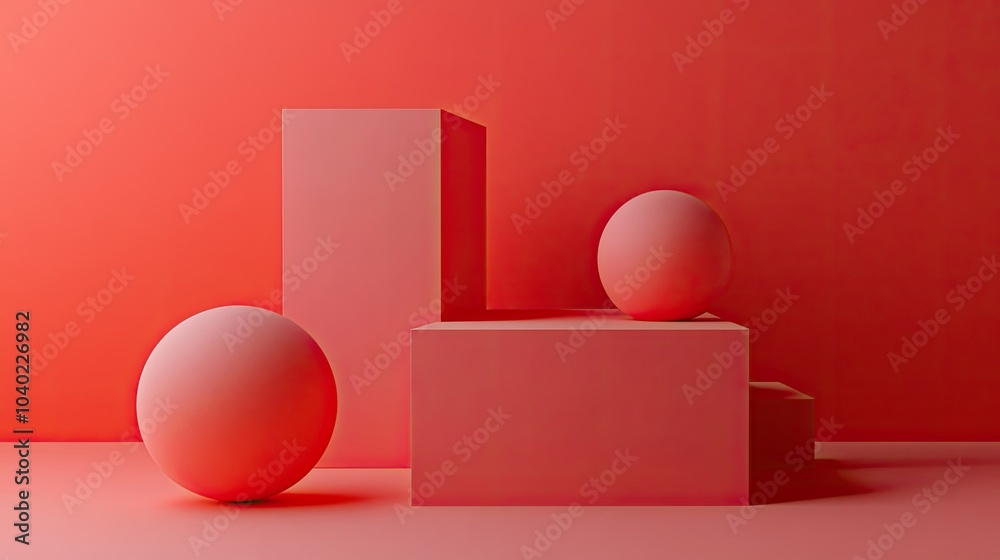 Fototapete minimalist abstract 3d shapes in a modern design, perfect for text or branding