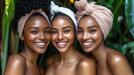 Fototapeta premium Beauty enthusiasts from Africa and Asia creating DIY vegan beauty and skincare products using natural, sustainable ingredients