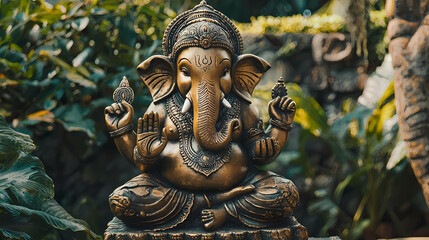 Fototapeta premium Lord Ganesha, the God of Wisdom, the God of Success generative by AI