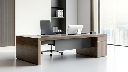 Minimalist modern office desk with a clean design and ample space for copy