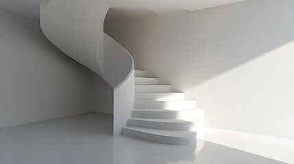 Obraz premium Minimalist modern staircase with sleek design and room for copy or branding
