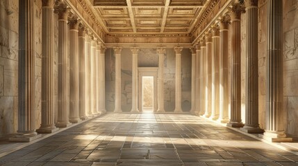 Ancient greek architecture with pillars and a classical interior