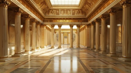Obraz premium Ancient greek architecture with pillars and a classical interior