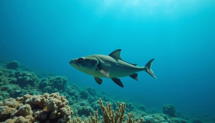  Exploring the depths  A solitary fish amidst the oceans beauty