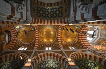 Marseille, France, June 07, 2024: Interior View of Notre Dame de la Garde, a Byzantine architecture...