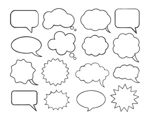 Speech bubble, speech balloon, chat bubble line art vector icon for apps and websites