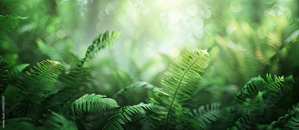 Wall mural close up of a stunning fern leaf texture in its natural setting with a blurred background portraying