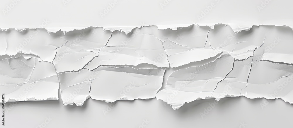 Sticker White torn paper strips with ragged edges isolated on white with copy space image