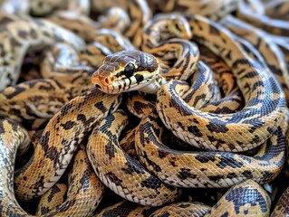 Fototapeta premium lots of snakes tangled outdoors