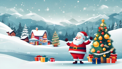 Christmas holiday background, Merry Christmas poster design small snow Christmas trees