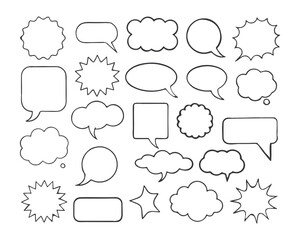 Speech bubble, speech balloon, chat bubble line art vector icon for apps and websites