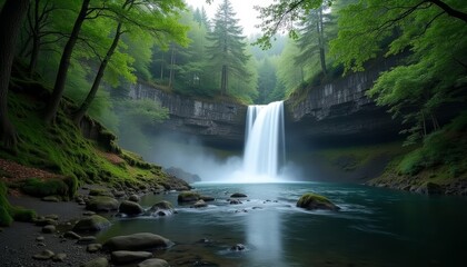  Enchanting waterfall in a serene forest setting