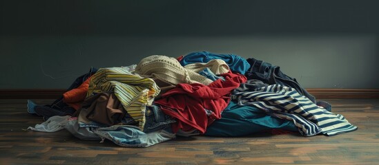 Clothing casually discarded on the floor with copy space image