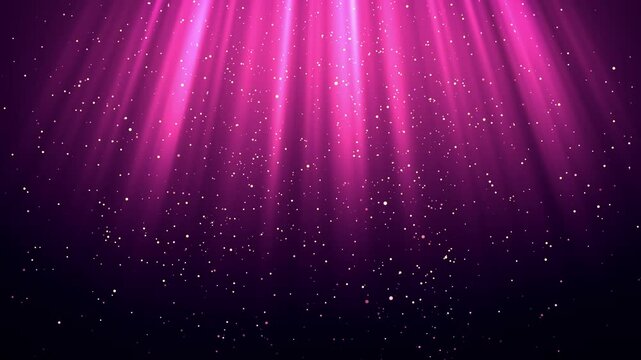 Animation Purple background with rays and sparkles on black background. Loop
