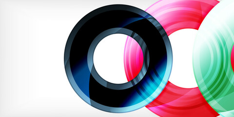 Fototapeta premium Bright colorful circles with light effects. Abstract background