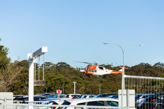 Helicopter taking off from John Hunter Hospital