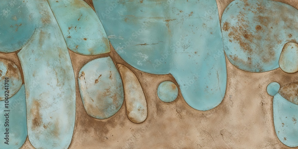 Poster Abstract Turquoise and Brown Shapes