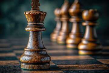 Close-up shot of a chess piece on a chess board