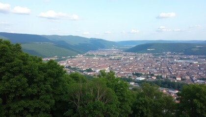  Panoramic view of a city nestled amidst nature