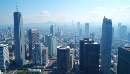 Fototapeta premium Vibrant Cityscape Aerial View of Urban Architecture