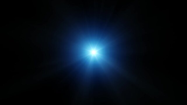10 second loop of blue abstract light rays emanating from a center light source 