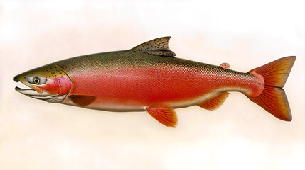 A salmon isolated on a white background.