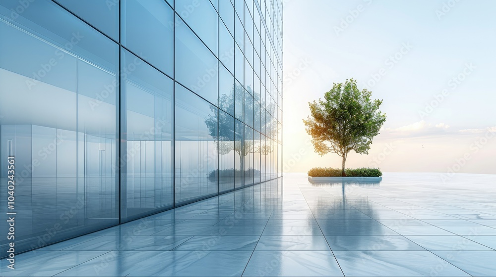 Poster minimalist building exterior with unique light patterns