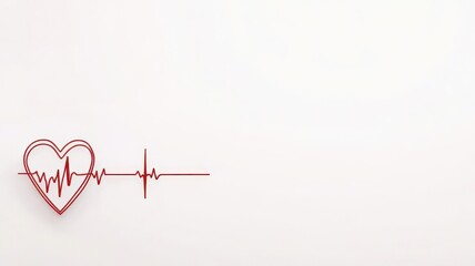 Simple line drawing of a heart with a pulse line running through it, minimalistic