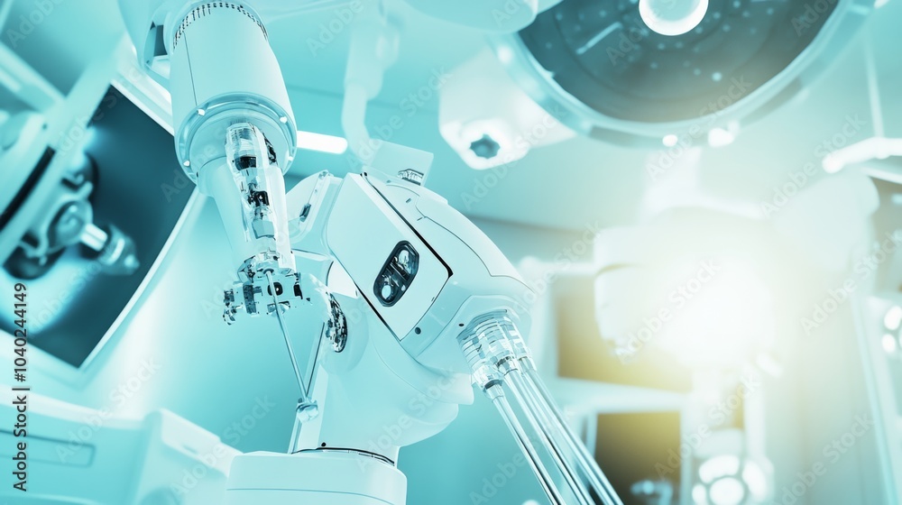 Aufkleber a robot performing intricate robotic surgery in a futuristic surgical theater with advanced robotic 