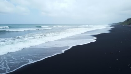  Ethereal beach scene with contrasting colors and textures