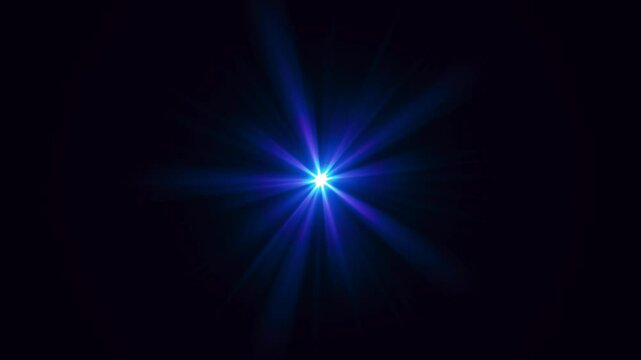 Blue loop Optical lens flare animation. Sun, heaven rays lights motion 